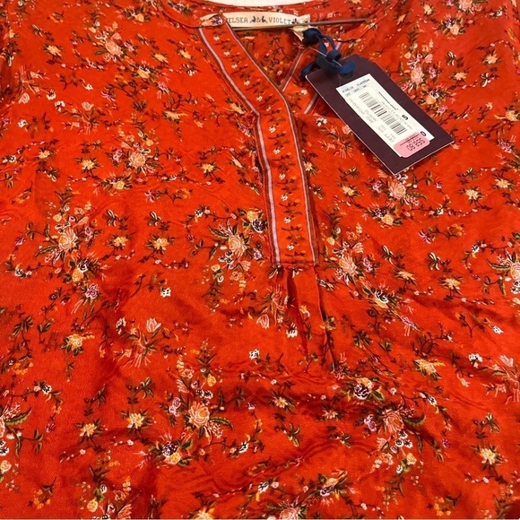 Chelsea & Violet XS Floral Boho Tie sleeves Feminine Top Romantic Bohemian NWT - Picture 6 of 10